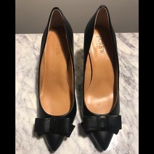 J.Crew bow black heels